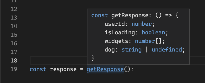 getResponse's input type is shown in an IDE tooltip